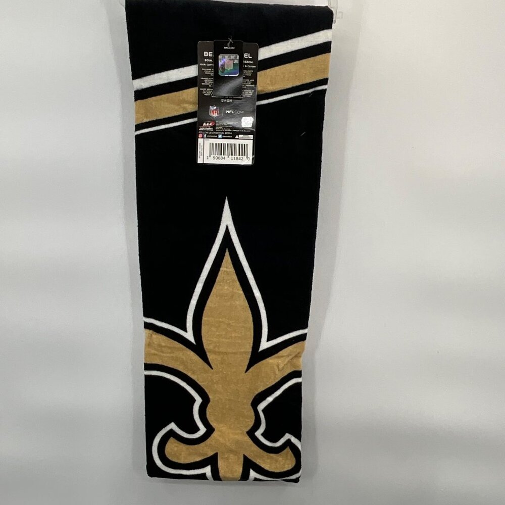 NFL New Orleans Saints 100% Cotton Beach Towel 30"x60" Black & Gold‎